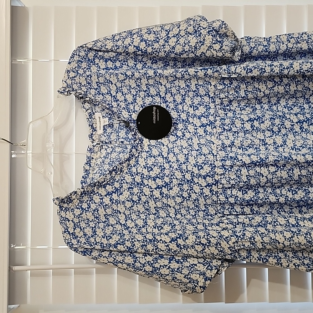 Mittoshop White and blue floral top
